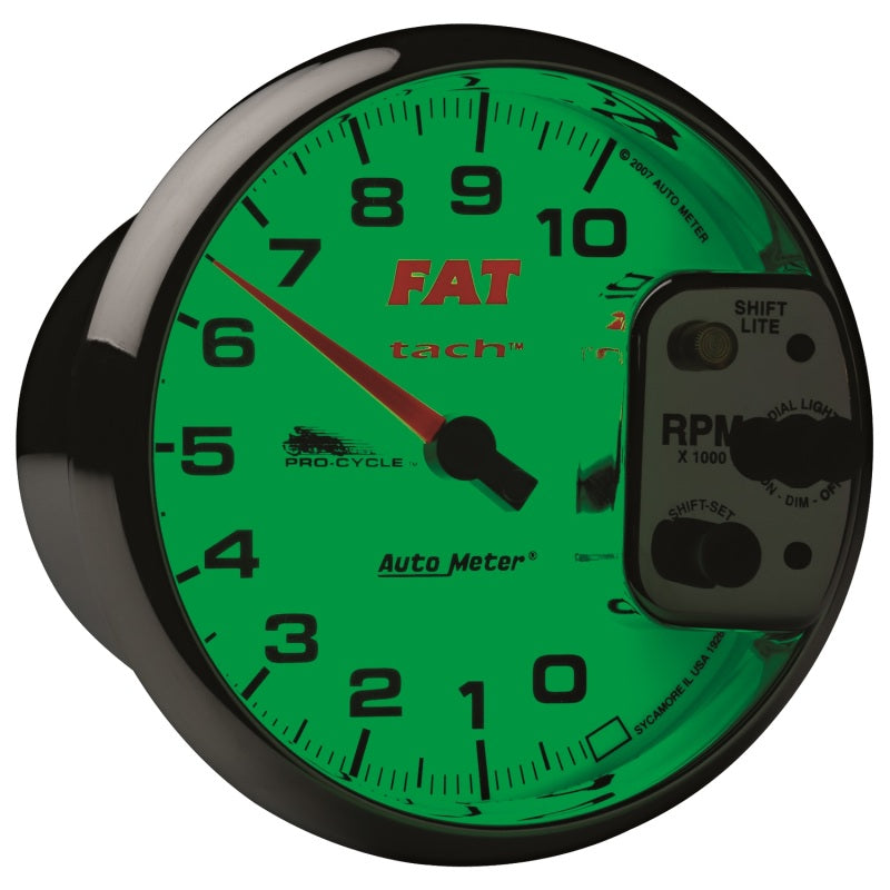 Autometer Pro-Cycle Gauge Tach 5in 10K Rpm Shift- Lite 2&4 Cylinder White Fat Tach-thumbmail-2
