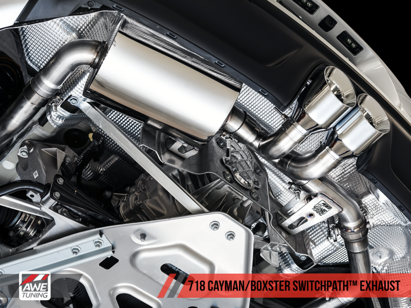 AWE Tuning Porsche 718 Boxster / Cayman SwitchPath Exhaust (PSE Only) - Chrome Silver Tips-thumbmail-4
