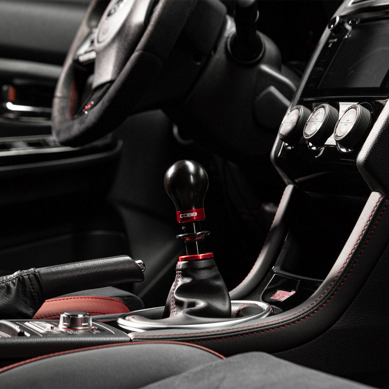 Cobb Subaru 6-Speed Weighted COBB Shift Knob - Black (Incl. Both Red + Blk Collars)-thumbmail-3