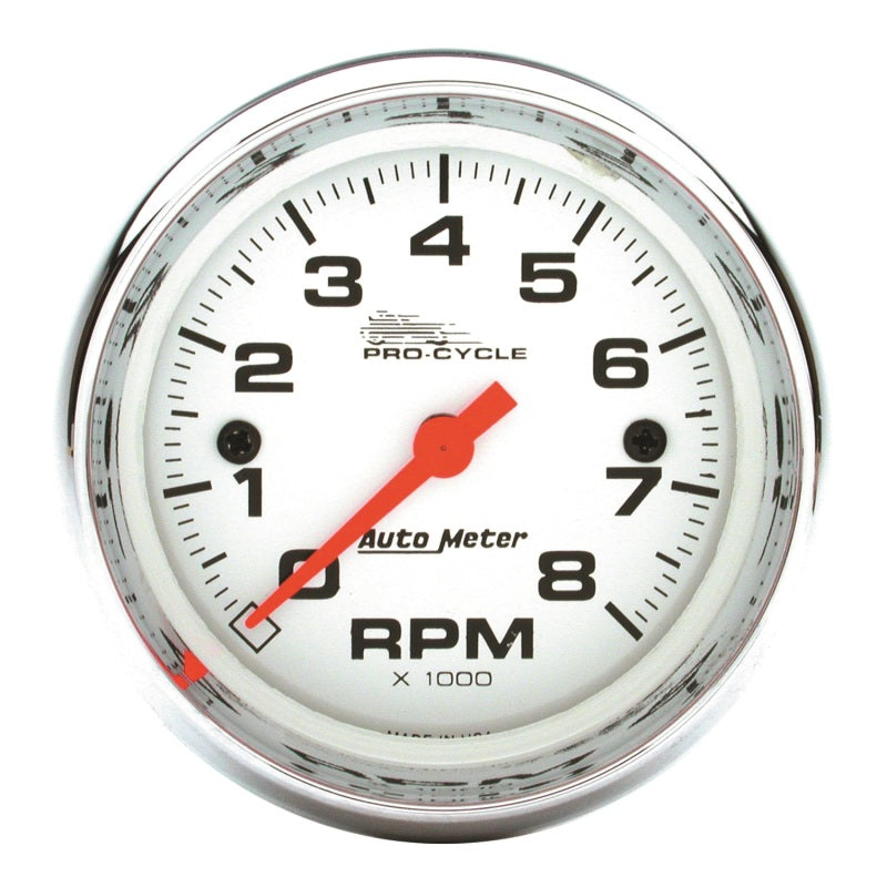Autometer Pro-Cycle Gauge Tach 2 5/8in 8K Rpm 2&4 Cylinder White-thumbmail-1