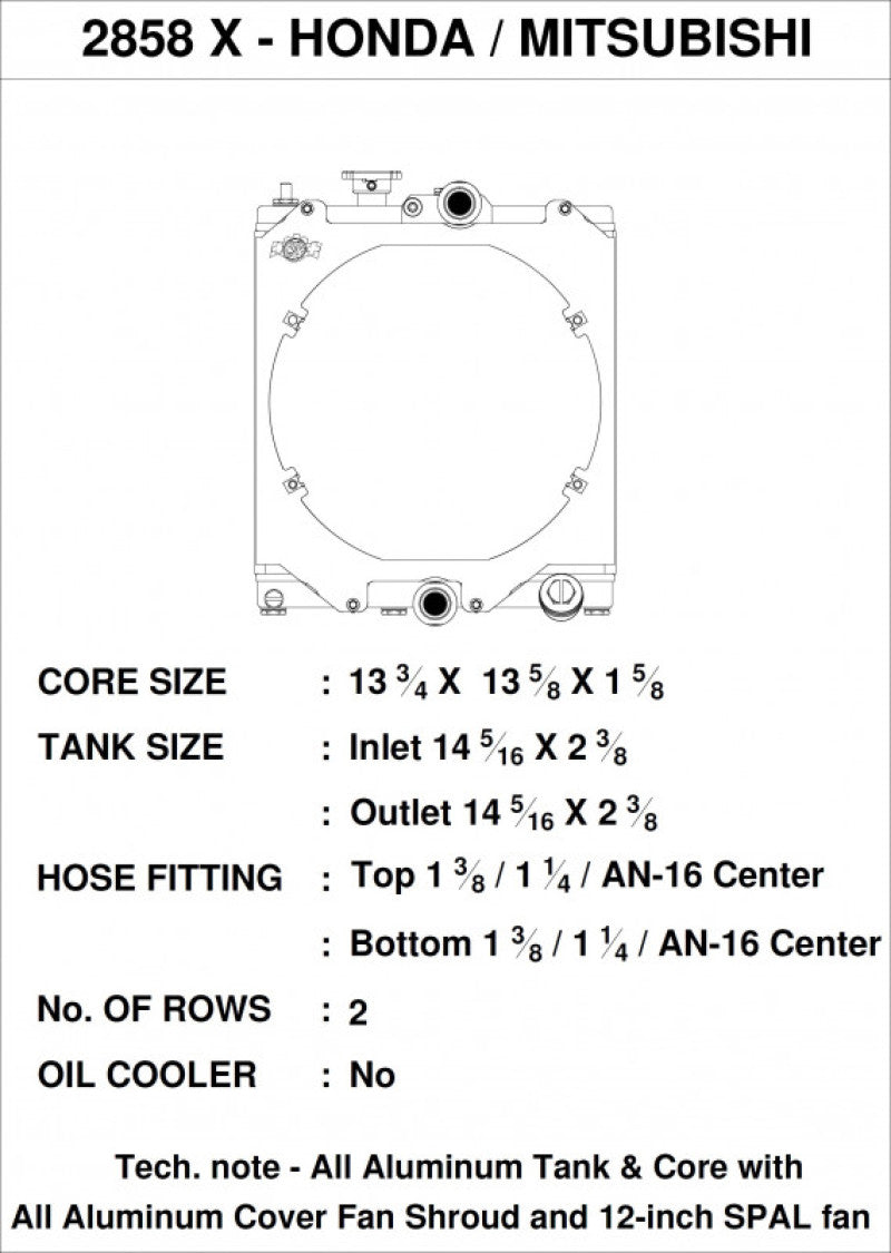CSF Universal Half Radiator w/-16AN & Slip-On Fittings/12in SPAL Fan & Shroud-thumbmail-3