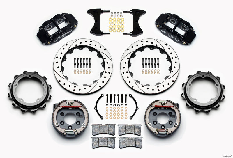 Wilwood Narrow Superlite 4R Rear P-Brk Kit 12.88in Drilled Strange Eng Floater 3.49in Offset-thumbmail-1