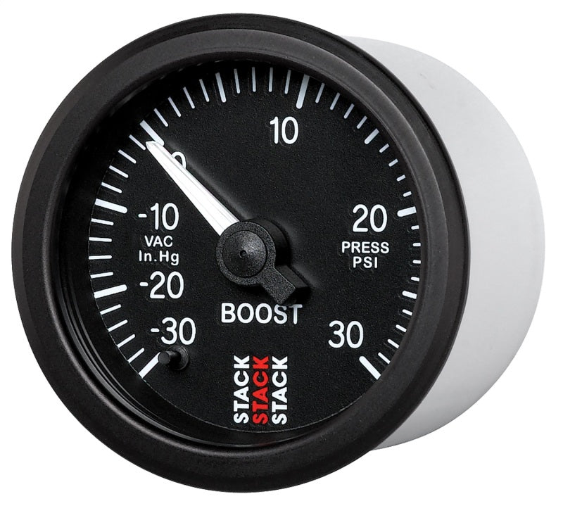 Autometer Stack 52mm -30INHG to +30 PSI (Incl T-Fitting) Pro Stepper Motor Boost Press Gauge - Black-thumbmail-4