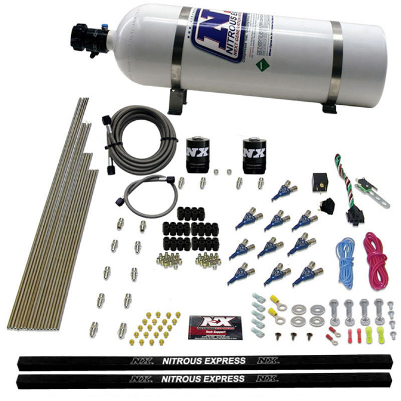 Nitrous Express 10 Cyl Piranha Nozzle Direct Port Nitrous Kit (250-500HP) w/15lb Bottle-thumbmail-2