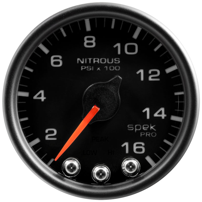 Autometer Spek-Pro Gauge Nitrous Press 2 1/16in 1600psi Stepper Motor W/Peak & Warn Blk/Blk-thumbmail-1