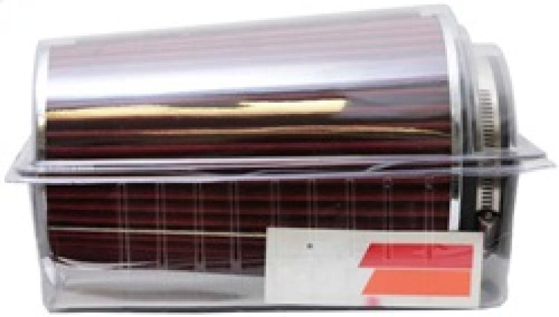 K&N Universal Air Filter Chrome Round Tapered Red - 4in Flange ID x 1.125in Flange Length x 9.5in H-thumbmail-14