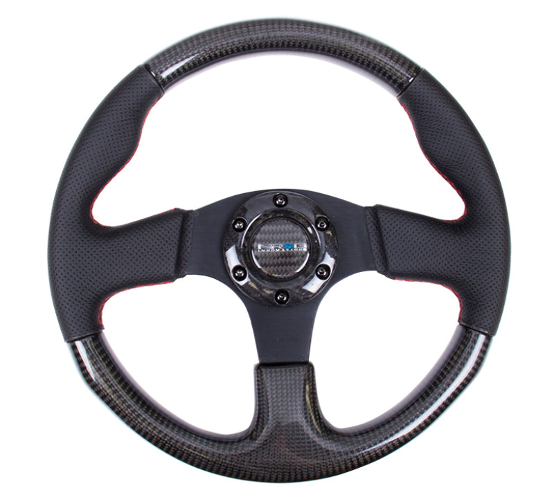 NRG Carbon Fiber Steering Wheel (315mm) Leather Trim w/Red Stitching-thumbmail-3