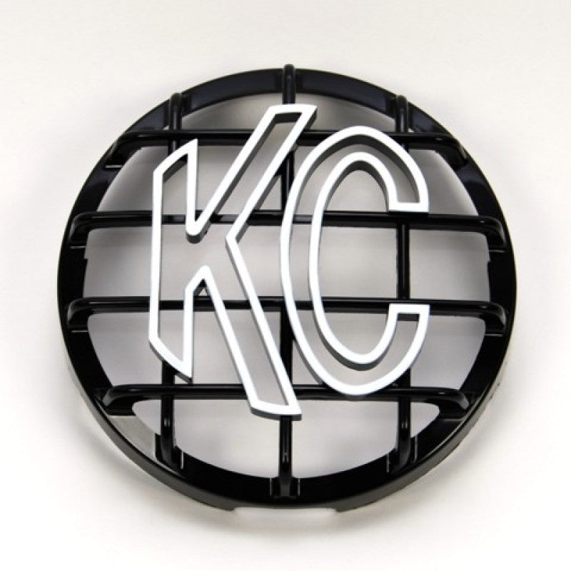 KC HiLiTES 6in. Round ABS Stone Guard for SlimLite/Daylighter Lights (Single) - Black/White KC Logo-thumbmail-2