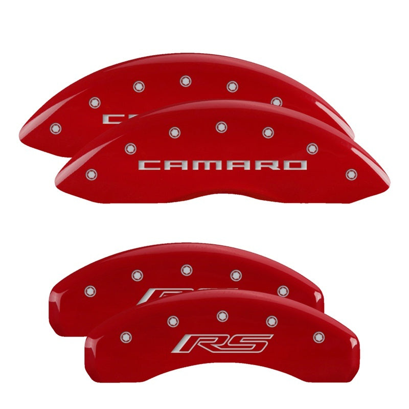 MGP 4 Caliper Covers Engraved Front Gen 5/Camaro Engraved Rear Gen 5/RS Red finish silver ch-thumbmail-1