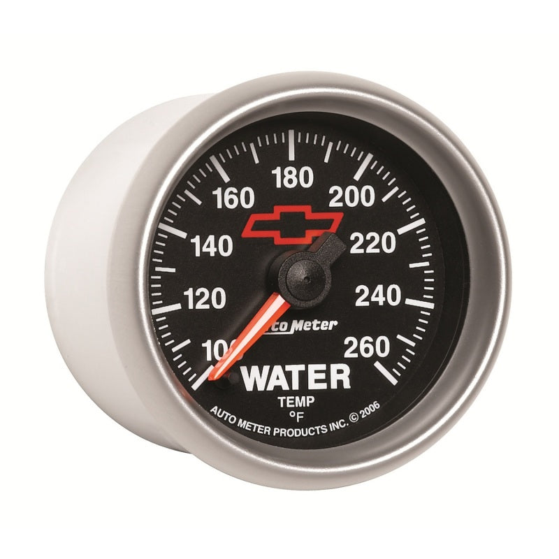AutoMeter Gauge Water Temp 2-1/16in. 100-260 Deg. F Digital Stepper Motor Chevy Red Bowtie Black-thumbmail-4