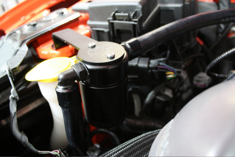 J&L 15-19 Ford Mustang GT/15-19 Ford Mustang GT350 Passenger Side Oil Separator 3.0 - Black Anodized-thumbmail-1
