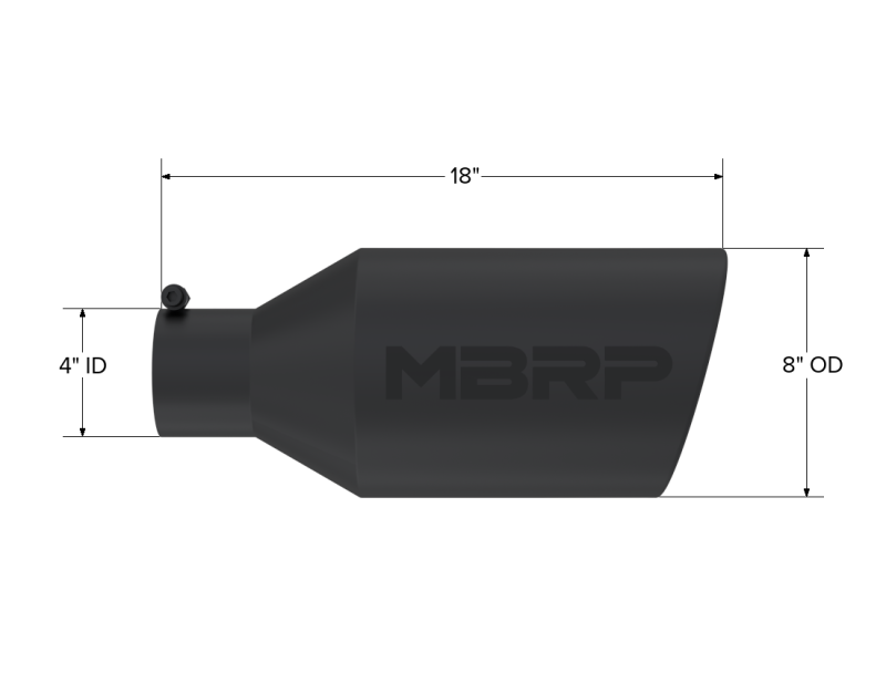 MBRP Universal Tip 8in O.D. Rolled End 4in inlet 18in length Black-thumbmail-4