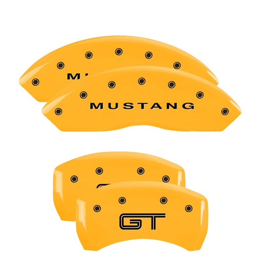 MGP 4 Caliper Covers Engraved Front Mustang - Engraved Rear S197/GT - Yel Finish Blk Characters
