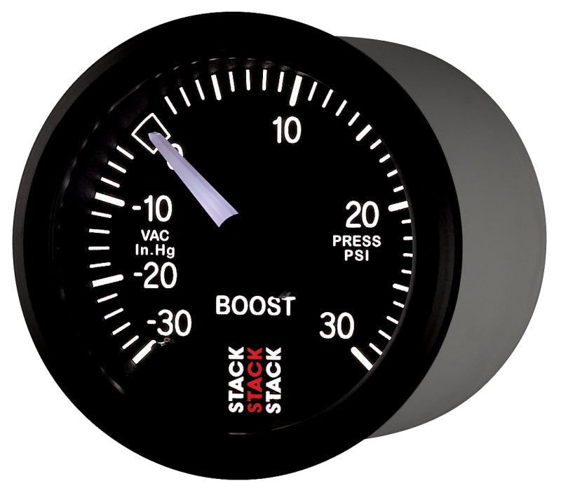 Autometer 52mm Stack Instruments -30INHG to +30PSI Mechanical Boost Gauge - Black-thumbmail-3