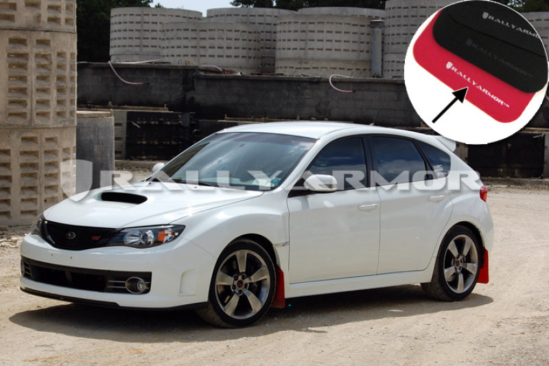 Rally Armor 08-11 Subaru STI (Hatch Only) / 11-14 WRX (Hatch Only) Red UR Mud Flap w/ White Logo-thumbmail-2