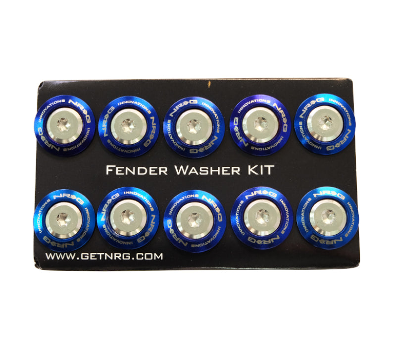 NRG Fender Washer Kit (TI Series) M6 Bolts/SS For Plastic (Silver Washer/TI Burn Screw) - Set of 10-thumbmail-2
