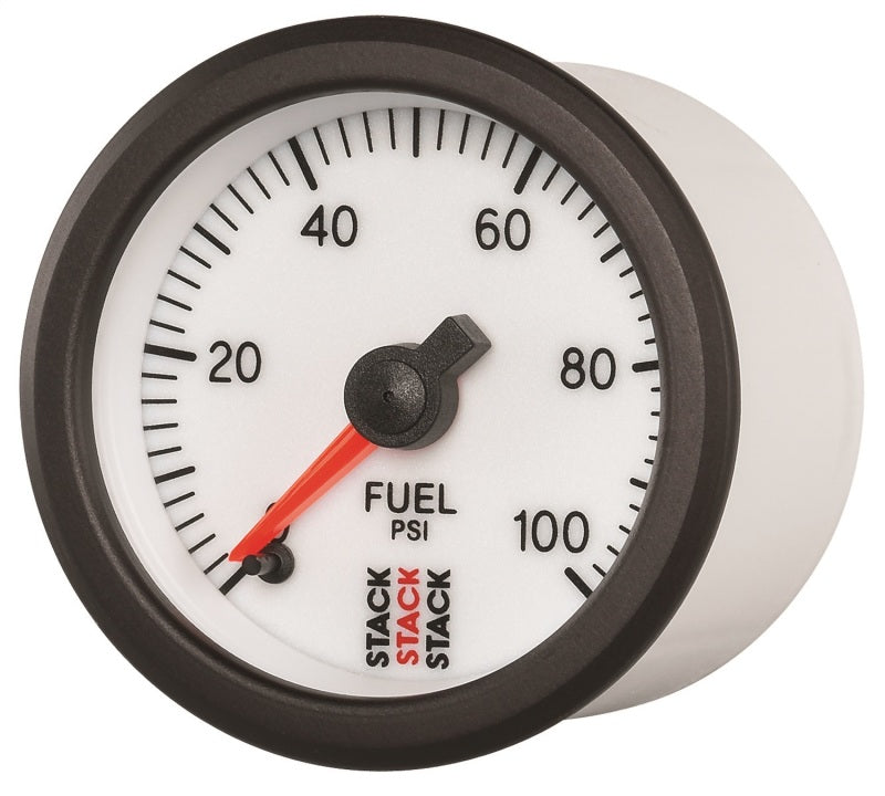 Autometer Stack 52mm 0-100 PSI 1/8in NPTF Male Pro Stepper Motor Fuel Pressure Gauge - White-thumbmail-3