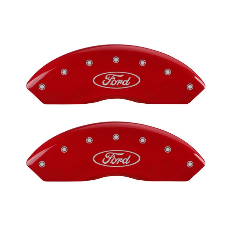 MGP 4 Caliper Covers Engraved Front & Rear Oval logo/Ford Red finish silver ch-thumbmail-2