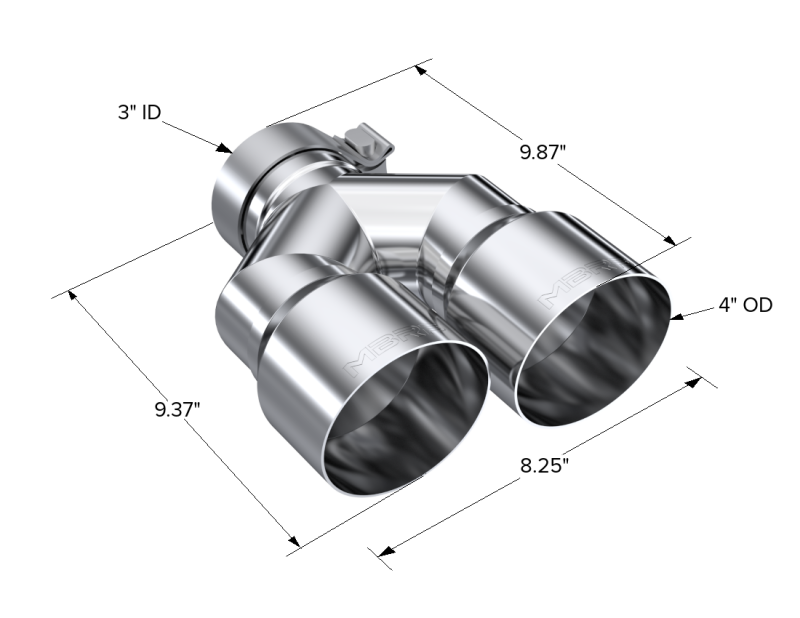 MBRP 3in ID / Dual 4in OD Out Staggered L 9.37in / R 9.87in Single Wall T304 SS Univ Exhaust Tip-thumbmail-3