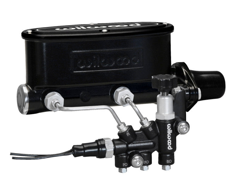 Wilwood HV Tandem M/C Kit w L/H Bracket & Prop Valve - 1in Bore Black-thumbmail-1