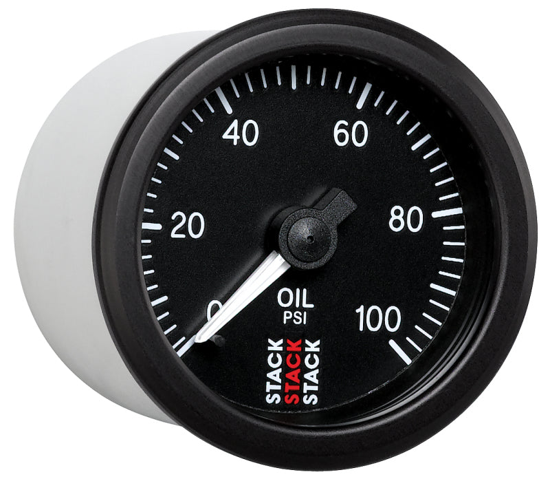 Autometer Stack 52mm 0-100 PSI 1/8in NPTF (M) Mechanical Oil Pressure Gauge - Black-thumbmail-4