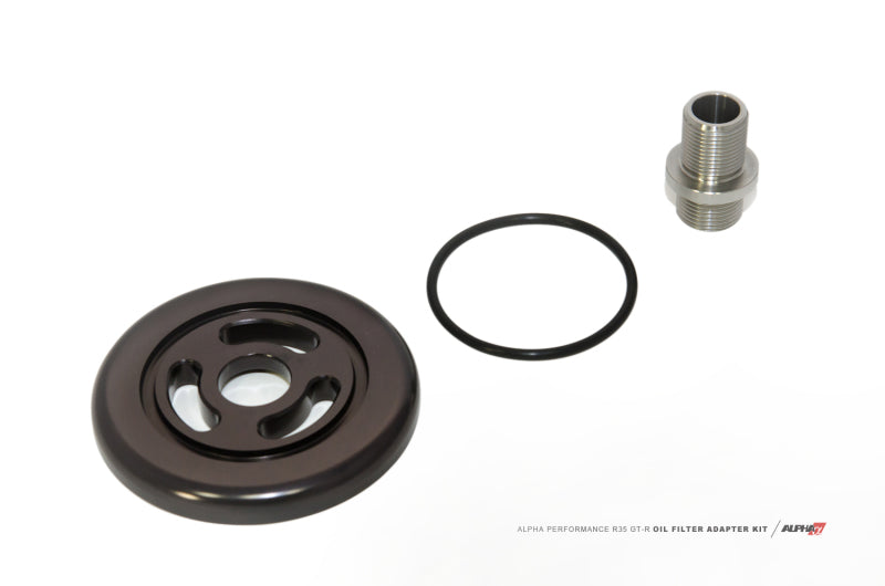 AMS Performance 09+ Nissan GT-R R35 Alpha Billet Oil Filter Adapter w/Street Filter for Cooling Kit-thumbmail-1