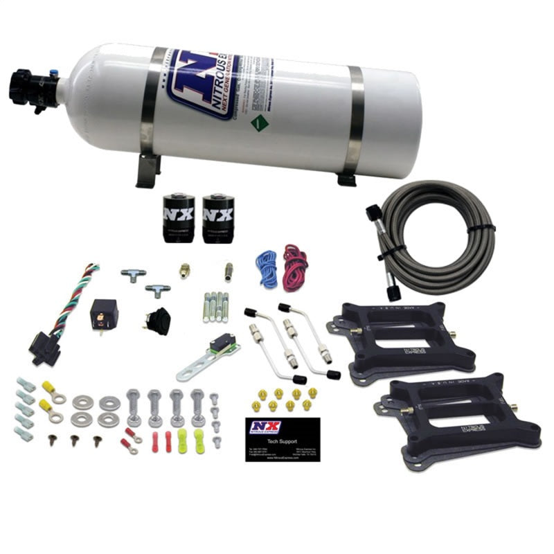 Nitrous Express Dual Holley/Gasoline Nitrous Kit (100-500HP) w/15lb Bottle-thumbmail-1