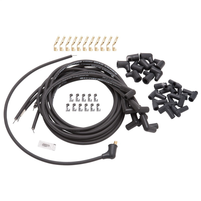 Edelbrock Spark Plug Wire Set Universal 90 Deg Boots 500 Ohm Resistance 8 65mm Black Wire (Set of 9)-thumbmail-2
