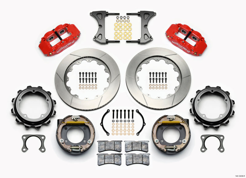 Wilwood Narrow Superlite 4R Rear P-Brk Kit 14.00in Red Strange Eng Floater 3.49in Offset-thumbmail-1
