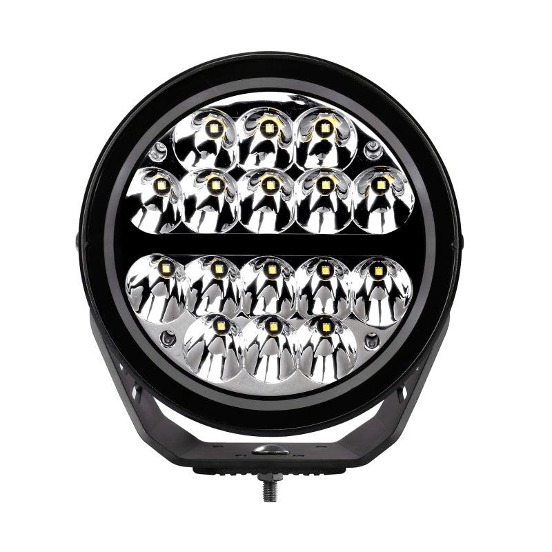 Go Rhino Xplor Blackout Series Round LED Driving Light w/DRL (Surface/Threaded Stud Mnt) 7in. - Blk-thumbmail-2