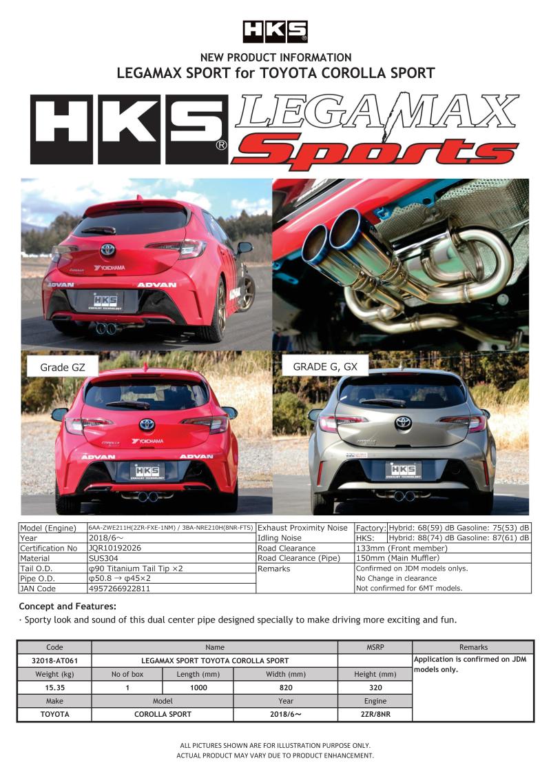HKS LEGAMAX Sports 2018 Toyota Corolla Sport 2ZR/8NR-thumbmail-4