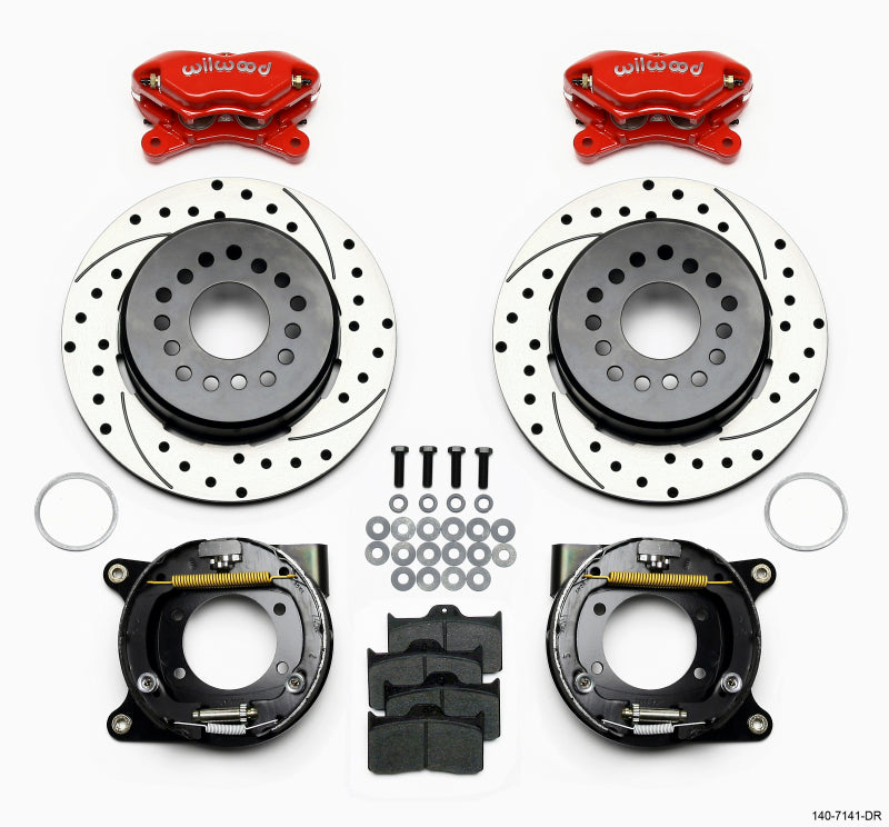 Wilwood Forged Dynalite P/S P-B Kit Drilled-Red Chevy 12 Bolt w/ C-Clips-thumbmail-1