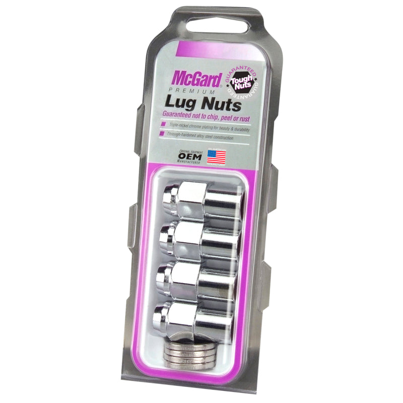 McGard Hex Lug Nut (Reg. Shank - .746in.) 1/2-20 / 13/16 Hex / 1.65in. Length (4-Pack) - Chrome-thumbmail-2