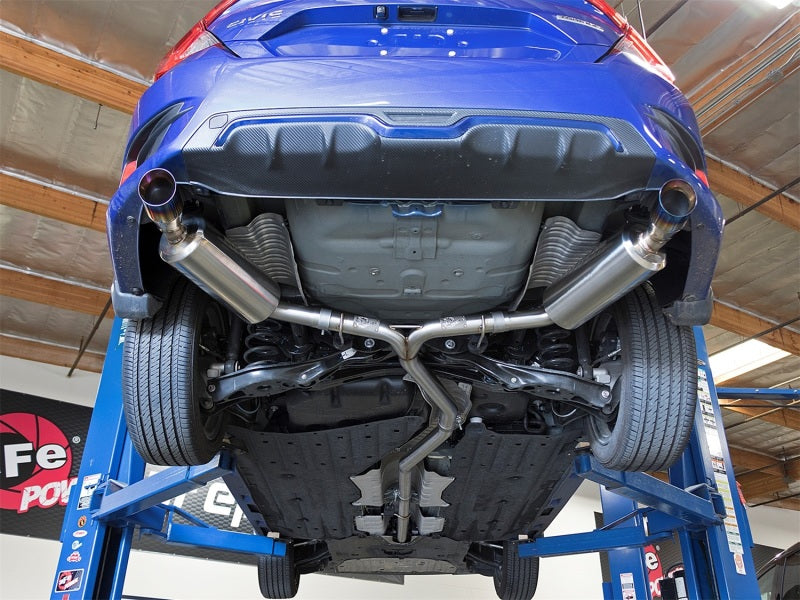 aFe POWER Takeda 16-17 Honda Civic I4-1.5L (t) 2.5-2.25in 304 SS CB Dual-Exit Exhaust Blue Tips-thumbmail-2