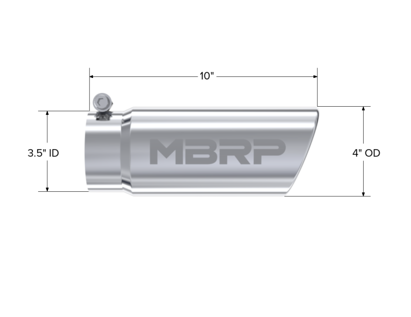 MBRP Universal Tip 4in O.D. Angled Rolled End 3 inlet 10 length-thumbmail-4