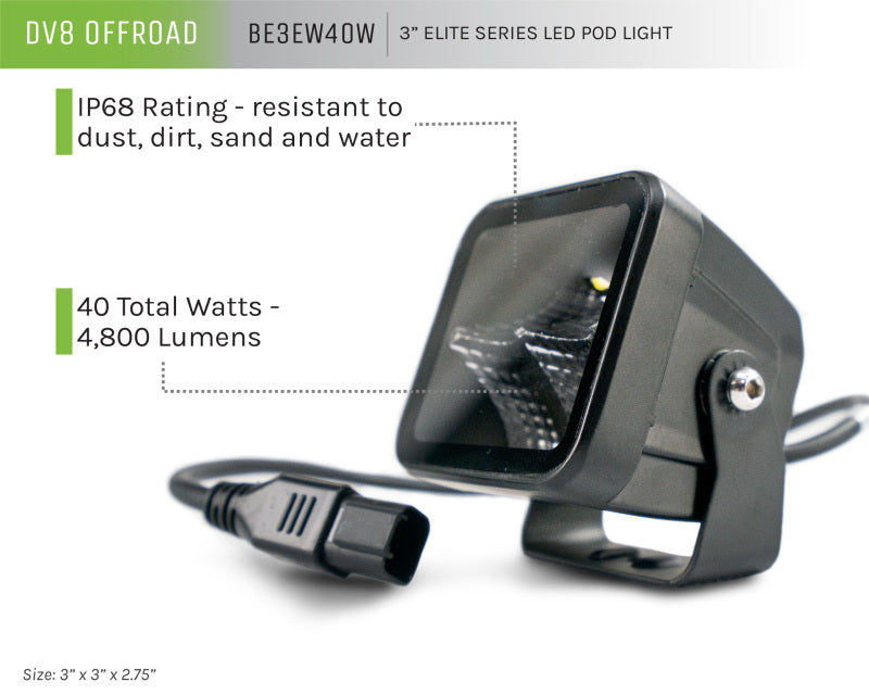 DV8 Offroad 3in Cube LED Light 40W Pod Light 5W LED-thumbmail-20