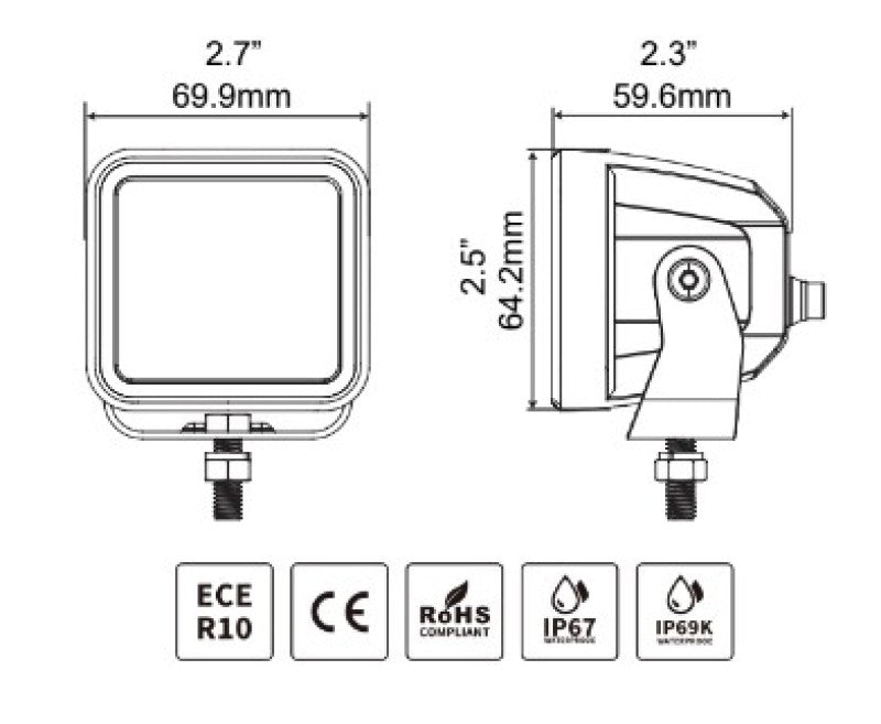 Go Rhino Xplor Blackout Series Cube LED Flood Light Kit (Surface/Threaded Stud Mnt) 2x2 - Blk (Pair)-thumbmail-8