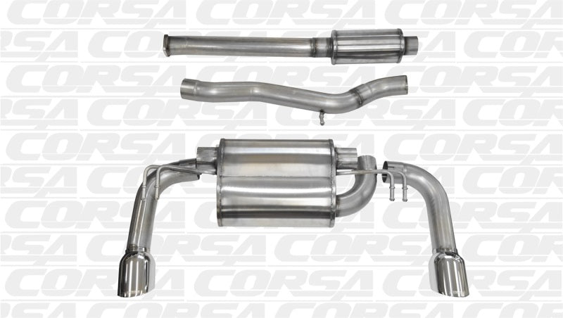 Corsa 08-14 Mitsubishi Lancer Evolution X Sedan 2.0L Polished Sport Dual Rear Cat-Back Exhaust-thumbmail-1