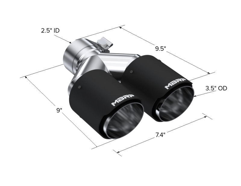 MBRP Universal Carbon Fiber Dual Tip 3.5in OD/2.5in Inlet-thumbmail-2