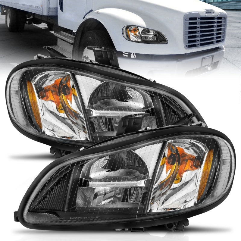 ANZO 2002-2014 Freightliner M2 LED Crystal Headlights Black Housing w/ Clear Lens (Pair)-thumbmail-1