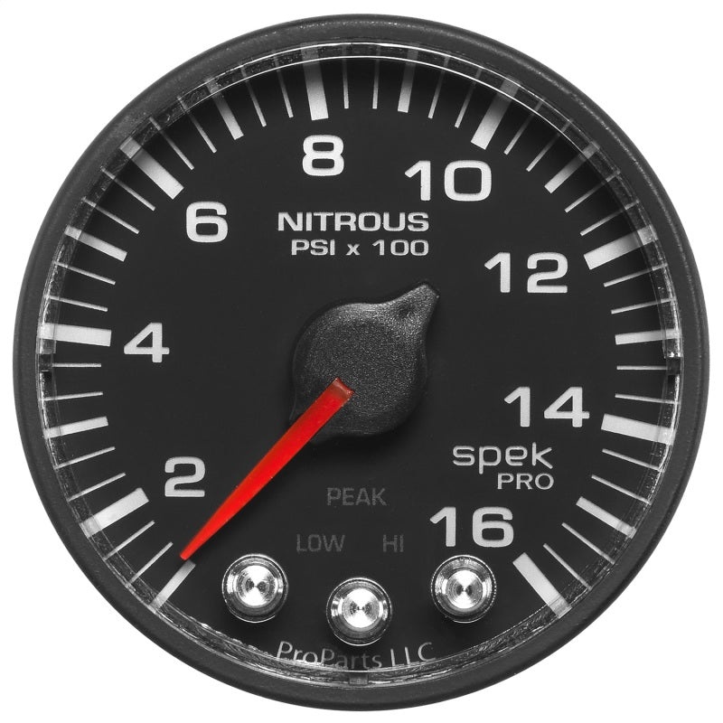 Autometer Spek-Pro Gauge Nitrous Press 2 1/16in 1600psi Stepper Motor W/Peak & Warn Blk/Blk-thumbmail-5