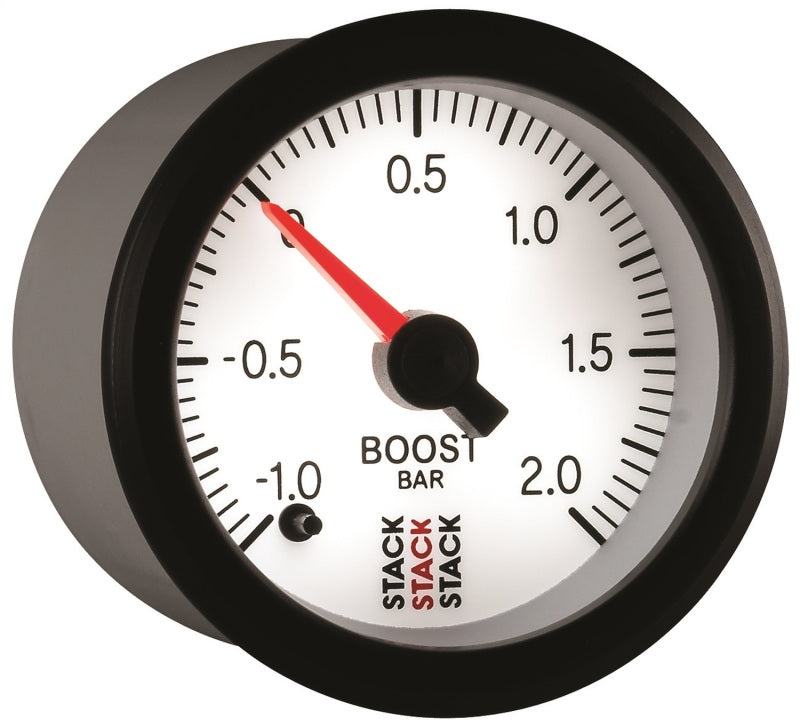 Autometer Stack 52mm -1 to +2 Bar (Incl T-Fitting) Pro Stepper Motor Boost Pressure Gauge - White-thumbmail-6