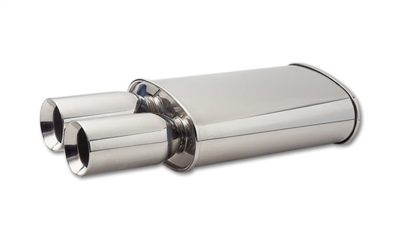 Vibrant StreetPower Oval Muffler w/ Dual 3.5in Round Tips Straight Cut Beveled Edge 2.5in inlet I.D.-thumbmail-1
