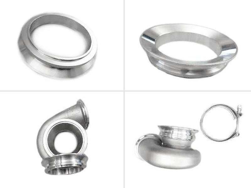 ATP 90mm OD V-Band (Tial / 3in GTVB) to 4in Pipe - Machined Transition Piece (Stainless Steel)-thumbmail-1
