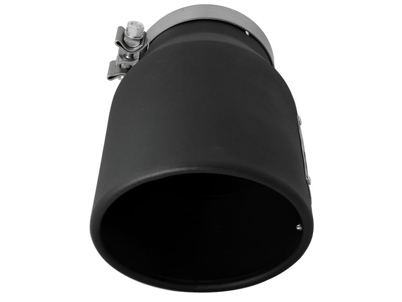 aFe MACHForce XP 5in 304 Stainless Steel Exhaust Tip 5 In x 7 Out x 12L in Bolt On Right - Black-thumbmail-2