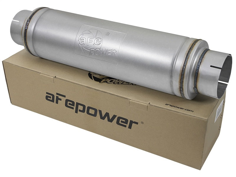aFe ATLAS Aluminized Steel Muffler 5in Center/Center 24in L x 7in Diameter - Round Body-thumbmail-4