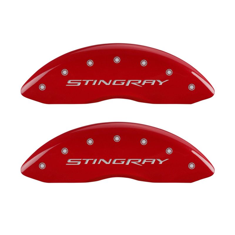 MGP 4 Caliper Covers Engraved Front & Rear Stingray Red finish silver ch-thumbmail-2