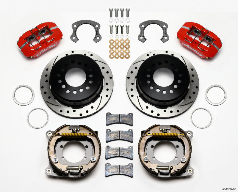 Wilwood Dynapro Low-Profile 11.00in P-Brake Kit Drill-Red Ford 8.8 Special w/2.50in Offset-5 Lug-thumbmail-1