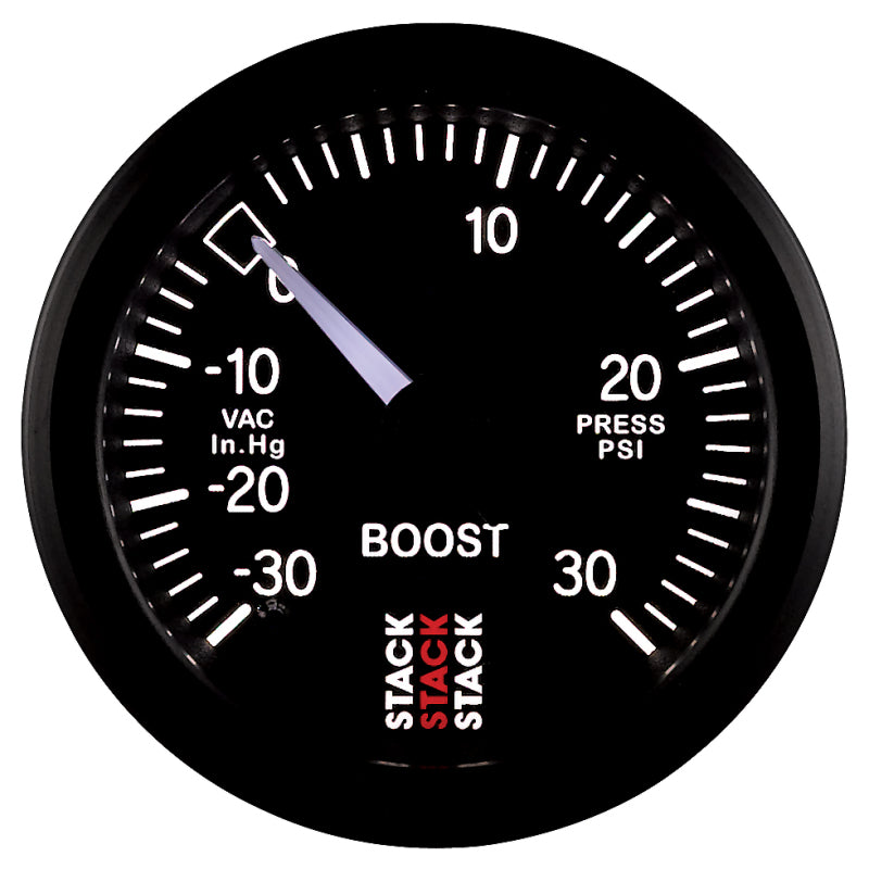 Autometer 52mm Stack Instruments -30INHG to +30PSI Mechanical Boost Gauge - Black-thumbmail-4