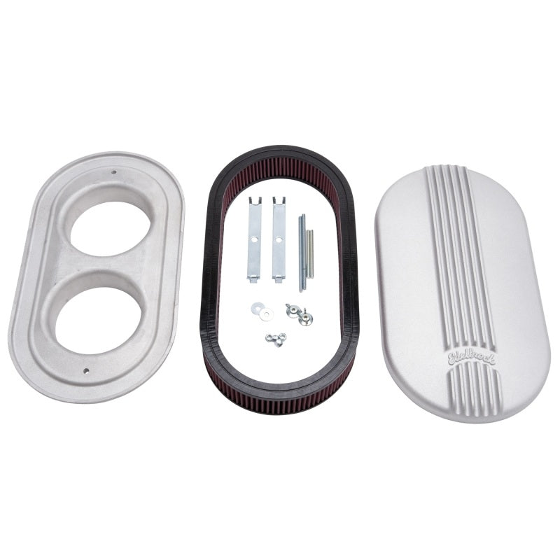 Edelbrock Air Cleaner Classic Series Oval Aluminum 17 5In X 9 35In X 4 45In Dual Carburetor-thumbmail-3